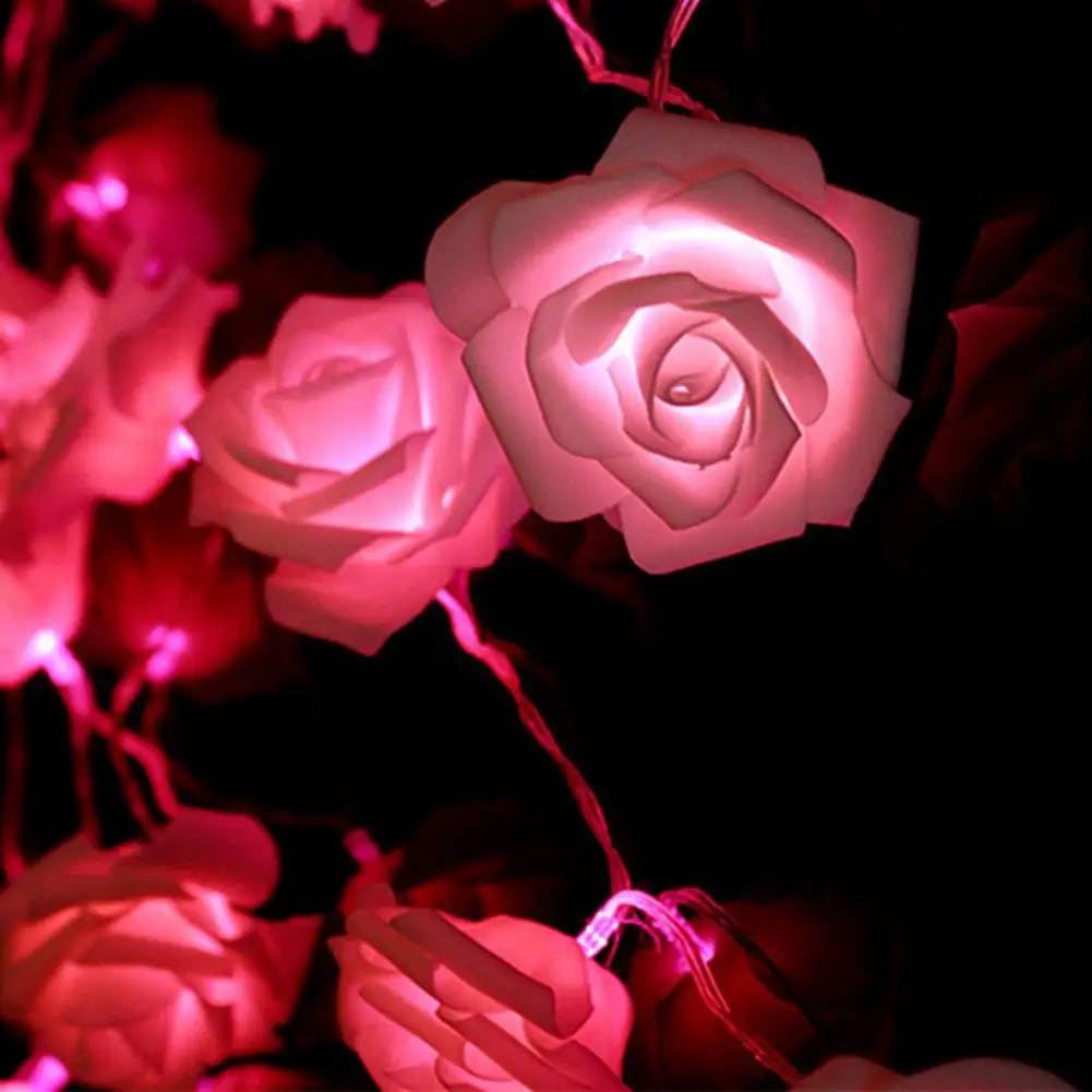 Лидер продаж Розовый светодиодный розы гирлянда декоративные естественного