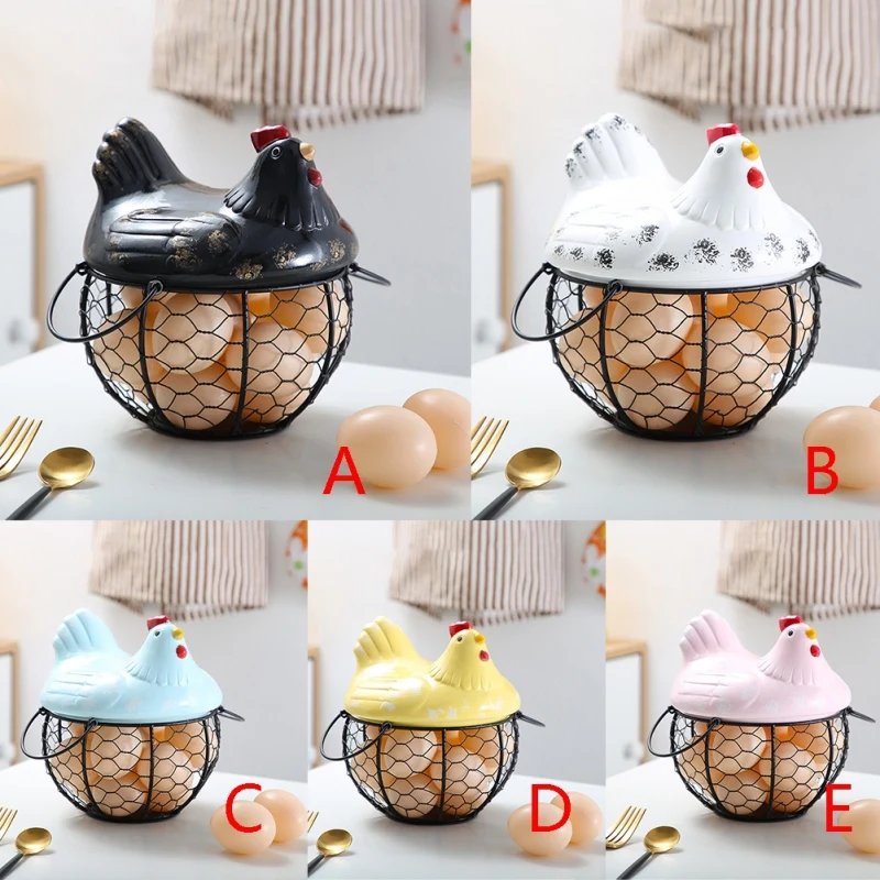 

Hen Shaped Metal Fruit Vegetable Storage Bowls Kitchen Eggs Baskets Accessories For Home Suppliers 2021 Hot-Sale New Arrival
