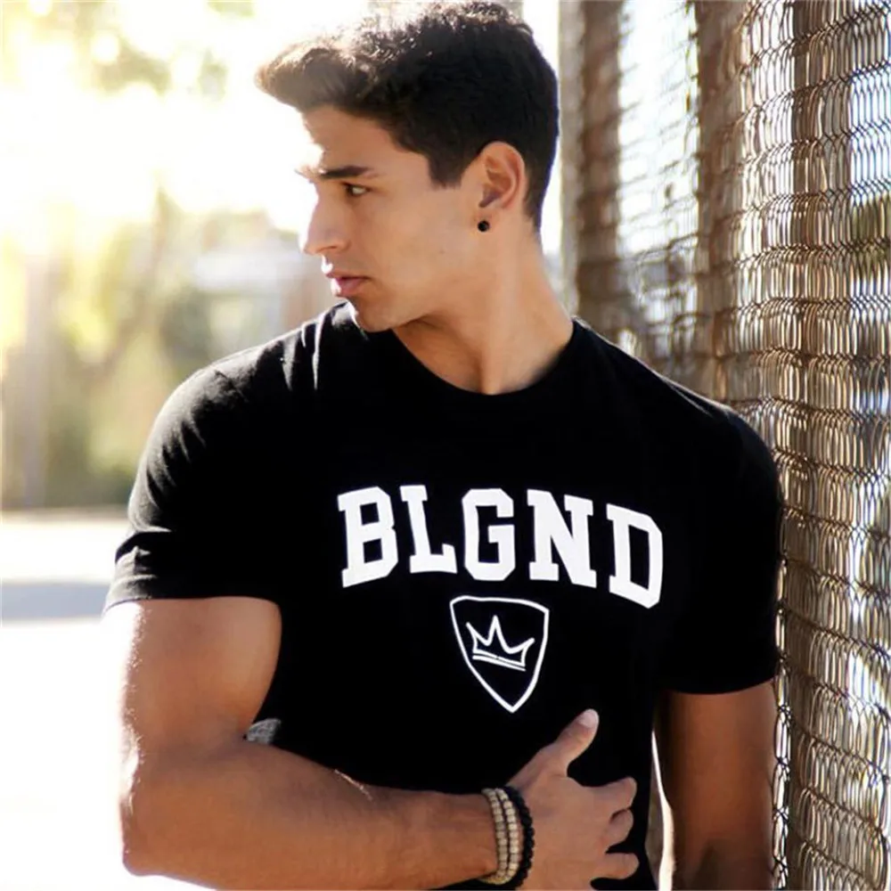 Повседневная футболка с принтом для мужчин фитнеса бодибилдинга футболки