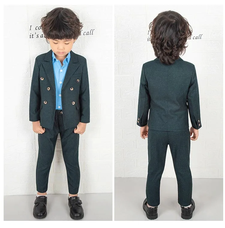 Зеленый Костюм в английском стиле для мальчиков; костюм Terno infantil; Enfant Garcon Mariage; костюмы для мальчиков на свадьбу; Garcon Mariage; костюмы для мальчиков; торжественные костюмы - Цвет: Зеленый