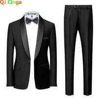 black men mariage color block collar suits jacket trousers male business casual wedding blazers coat pants 2 pieces set s 6xl