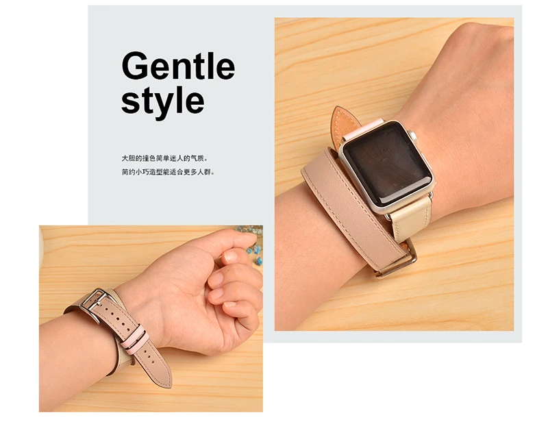 Kebitt натуральная кожа двойной тур полосы для apple watch серии 5 4 3 2 1 iwatch ремешок 38 40 мм 42 44 мм ремень для мужчин и женщин