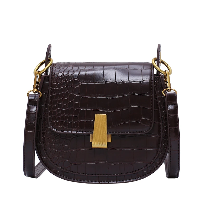 Модные седельные сумки из искусственной кожи с каменным узором для женщин