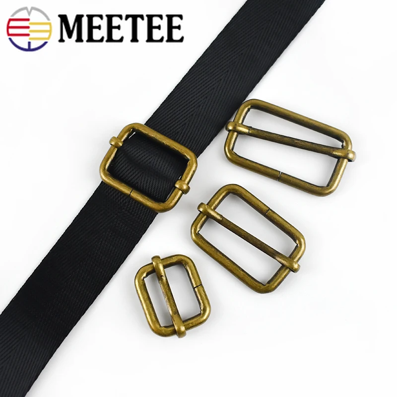 Meetee 5 шт. латунные ползунки тройные планки пряжка для ремня ID20/25/32/38 мм BF208 сумка