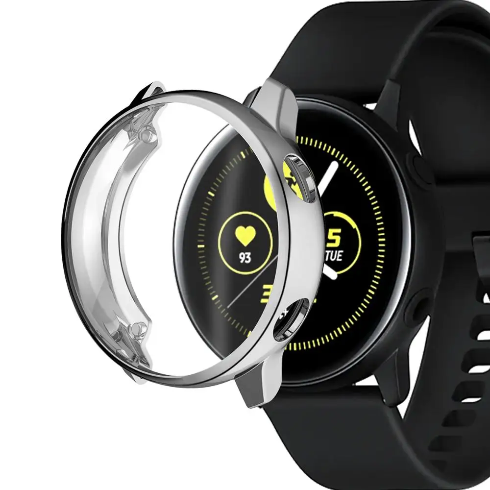 Silver Защитный чехол для samsung galaxy watch active, мягкий силиконовый чехол, ультра-тонкая защитная рамка для galaxy Active, защита - Цвет: Silver
