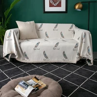 chenille leaf towel tassel blanket couch sofa decorative slipcover throw stitching blanket rug for living room 4jl088
