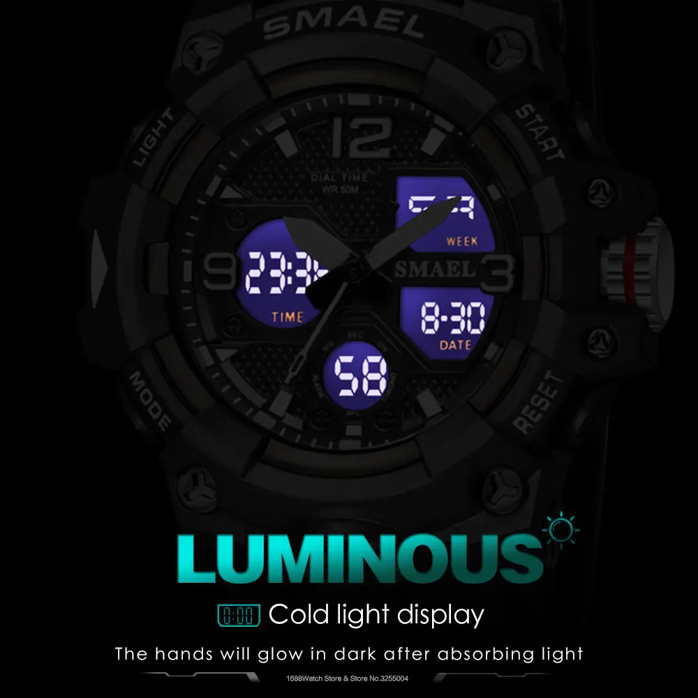 SMAEL Digital Watch for Men Military Sports Chronograph Quartz Watches Blue Waterproof Stop relogio masculino часы мужски |