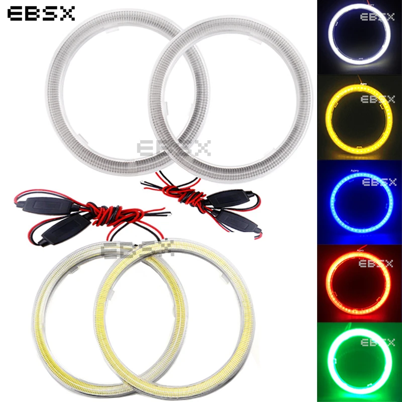 

EBSX 5 пар (10 шт.) Автомобильные COB светодиодсветодиодный глаза ангела COB 100 мм DC 12 В/24 В Авто гало кольцо автомобиля мотоцикла Фара с крышкой белы...
