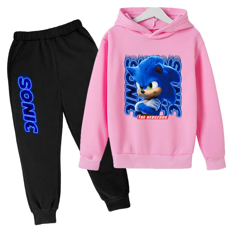 

2021 Children's Cartoon cute Hoodie Set 2-piece Sweater + Pants Long 4T-14T Sleeve kids Hooded Pullover Boy and Girl Hoodie Set