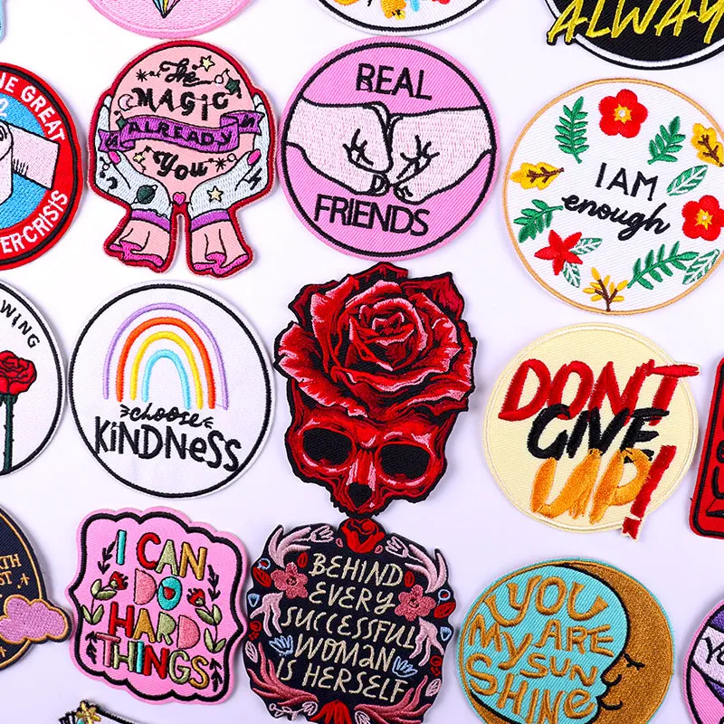 

Letters Flowers Patches On Clothes Embroidered Patches For Clothing Stickers Cartoon Applique Fusible Patch Stripes For Jackets