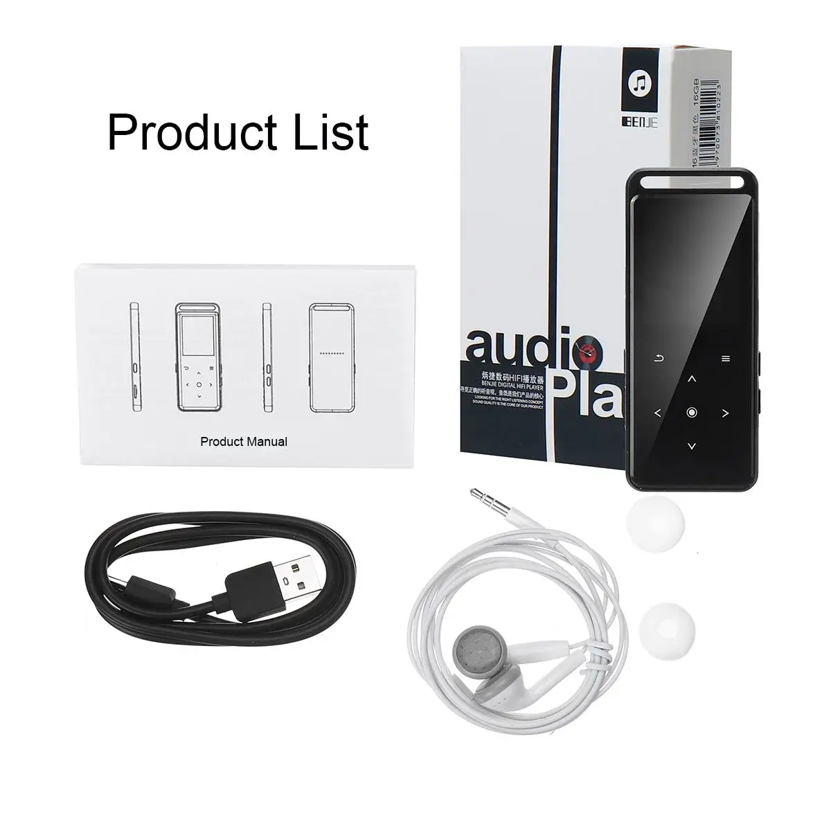 

16GB bluetooth MP3 Player Earphones HiFi fm Radio mini USB mp3 Sports MP 4 HiFi Portable Music Players Voice Recording Recorder