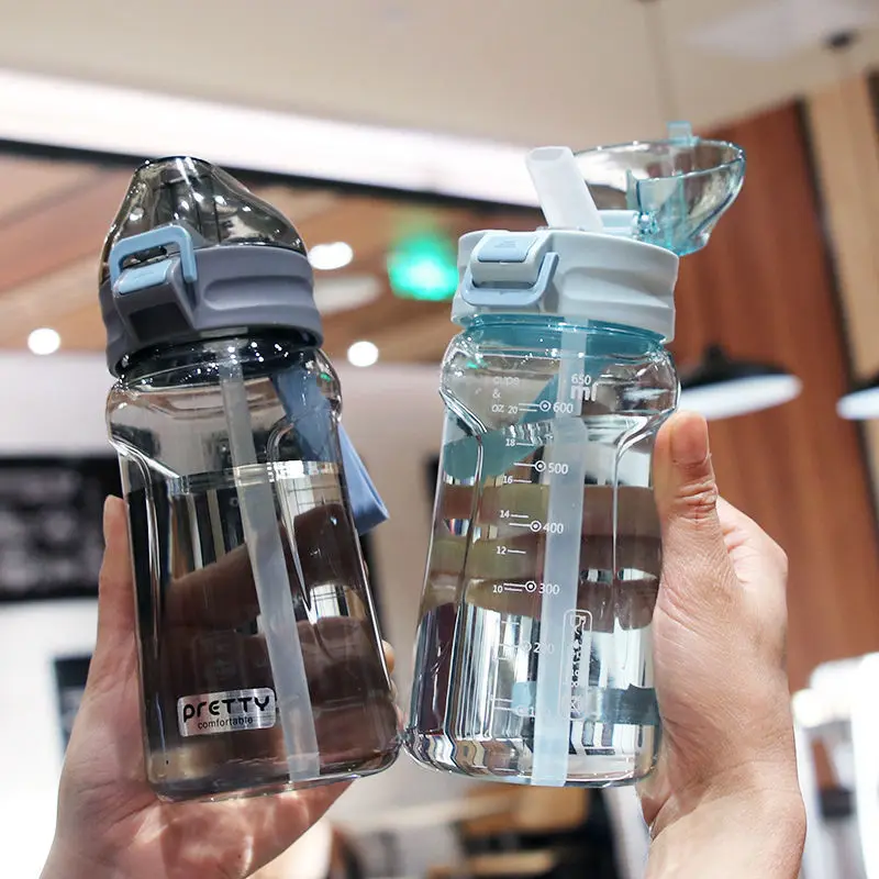 

400/600ml Straw Cup Plastic Sport Water Bottle with Rope BPA Free Outdoor Leakproof Travel Hike Camp Drink Cup for Girl Student