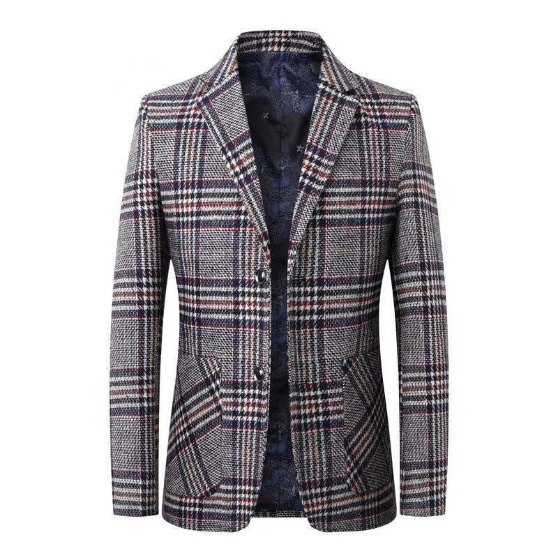 

Men Business Suit Plaid Smart Casual Four Seasons Full Sleeve Blazers