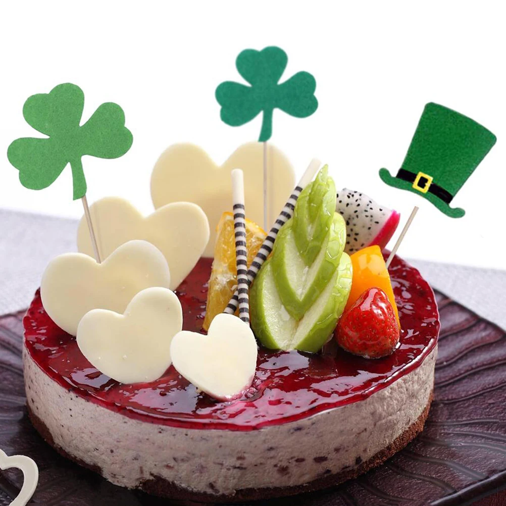 20 шт День Святого Патрика торт Топпер бумага Клевер и шляпа выбирает кекс топперы