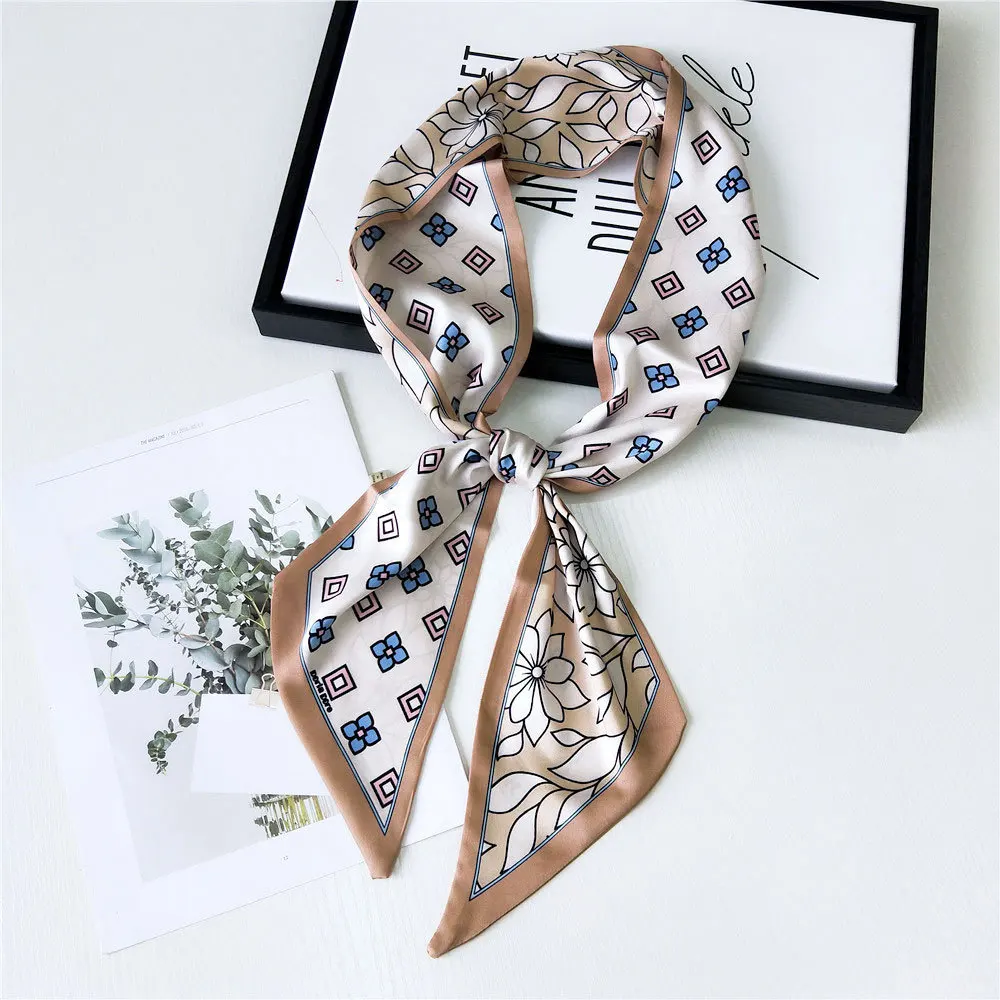 

Роскошный шелковый шарф, Женский дизайнерский узкий платок с цветочным принтом, пояс, женская сумка, головные шарфы