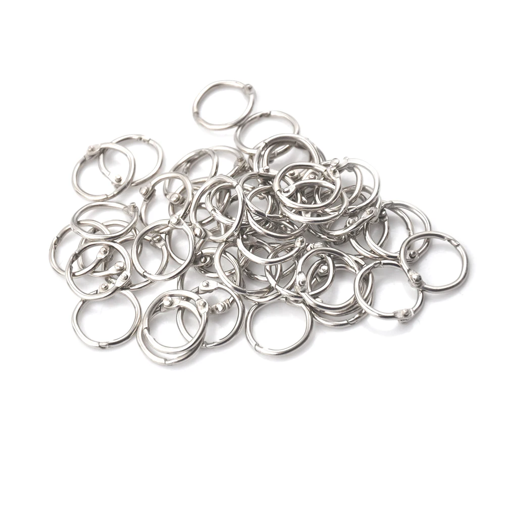 

50Pcs Metal Ring Binder Staple Book Binder Albums Loose-leaf Book Hoops Loose Leaf Ring Keychain Office Binding Supplies