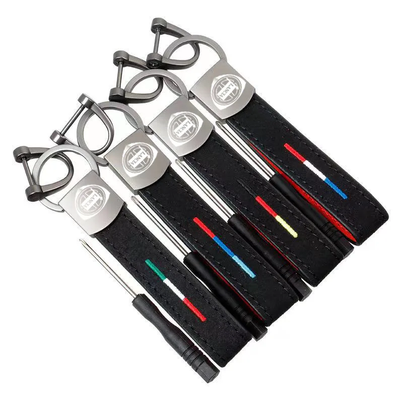 Car key chains three color embroidered leather ring For Lancia Delta Ypsilon Lybra Musa Kappa Voyager car general | Автомобили и