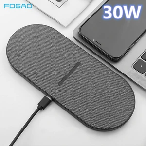 30w qi wireless charger for iphone 13 12 11 xr xs x 8 airpods pro samsung s21 s20 huawei mate 40 pro dual 15w fast charging pad free global shipping