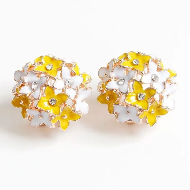 

Korean Fashion Jewelry Sweet Bohemian Earrings Four Leaf Flower Gold Crystal Flower Earrings Women's Elegant Earrings