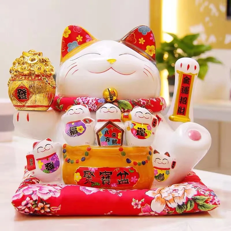 

Lucky Cat Ornaments Automatic Shaking Hands Large Creative Ceramic Home Living Room Shaking Hands Rich Cat Shop Opening Gift