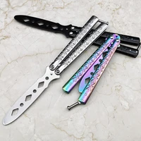 1pc butterfly in knife stainless steel practice training knife cs go karambit folding throw trainer toy not sharp flip balisong