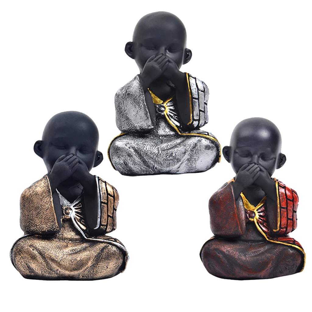 Милая фигурка монаха счастливая статуэтка Будды не смотрите и слушайте