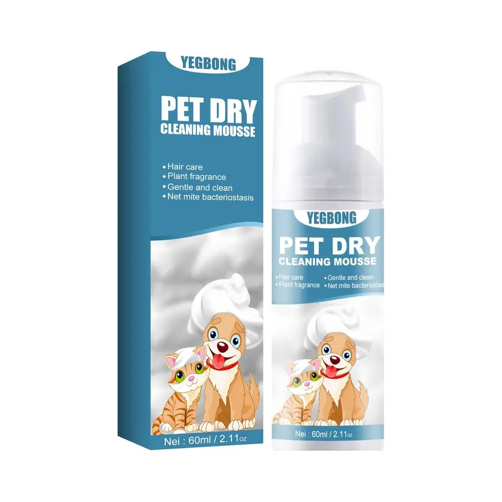 

No Rinse Dog Shampoo No Detergent Anhydrous Foam Pet Dry Cleaning Foam 2.03 Oz/60ml Anti-itch Deodorant Oatmeal Anhydrous Foam