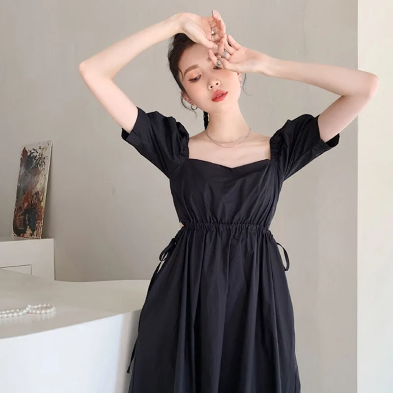 

LANMREM Dress Design Niche French Bubble Sleeve Hepburn Little Casual Women's Summer 2021 New Arrival 2K1648