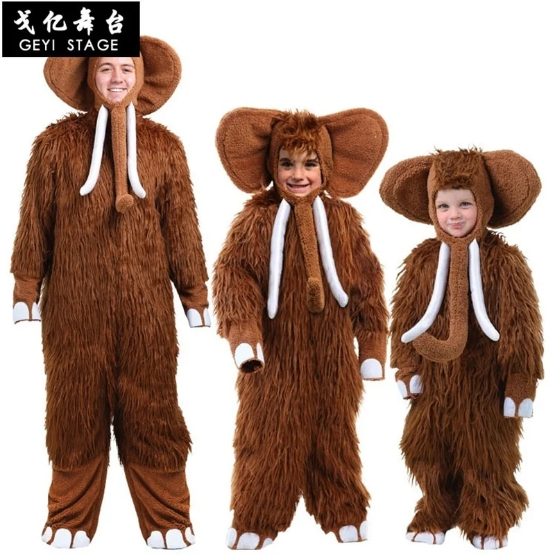 

new mammoth Baby Costume Kids children brown Animal Onesies big ear nose Elephant Cosplay Costume Fancy Dress Jumpsuit with hat