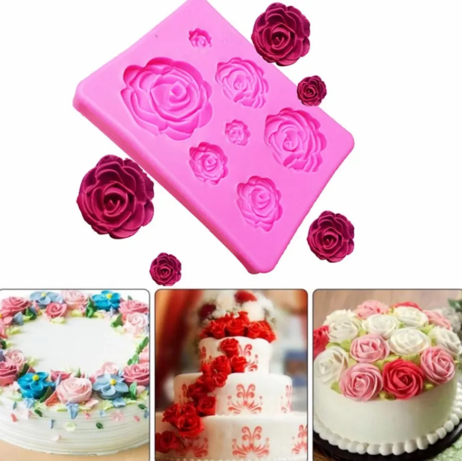 

Rose Flower Baking Silicone Mold Birthday Wedding Cake Decorating Tool Pastry Tool Fondant Sugarcraft Mold for DIY Chocolate