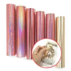 Самоклеящийся виниловый рулон, голографическая Радужная ремесло, теплопередача, винил, термоклейкая футболка, текстиль, клейкая пленка сделай сам