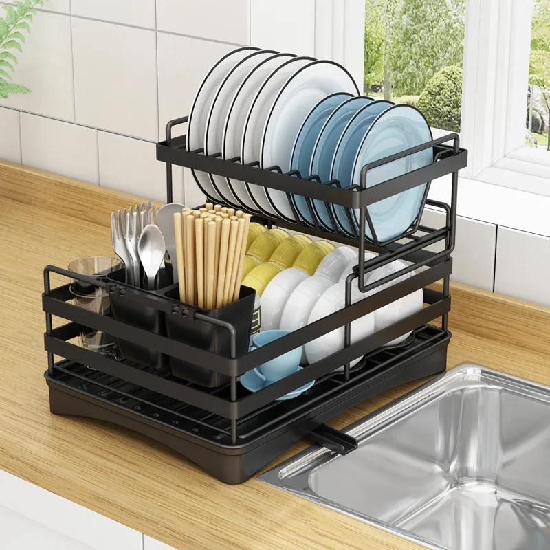 

Kitchen Draining Rack Countertop Household Bowl Chopsticks Tableware Sink Place Bowls and Dishes Chopstick Storage Rack