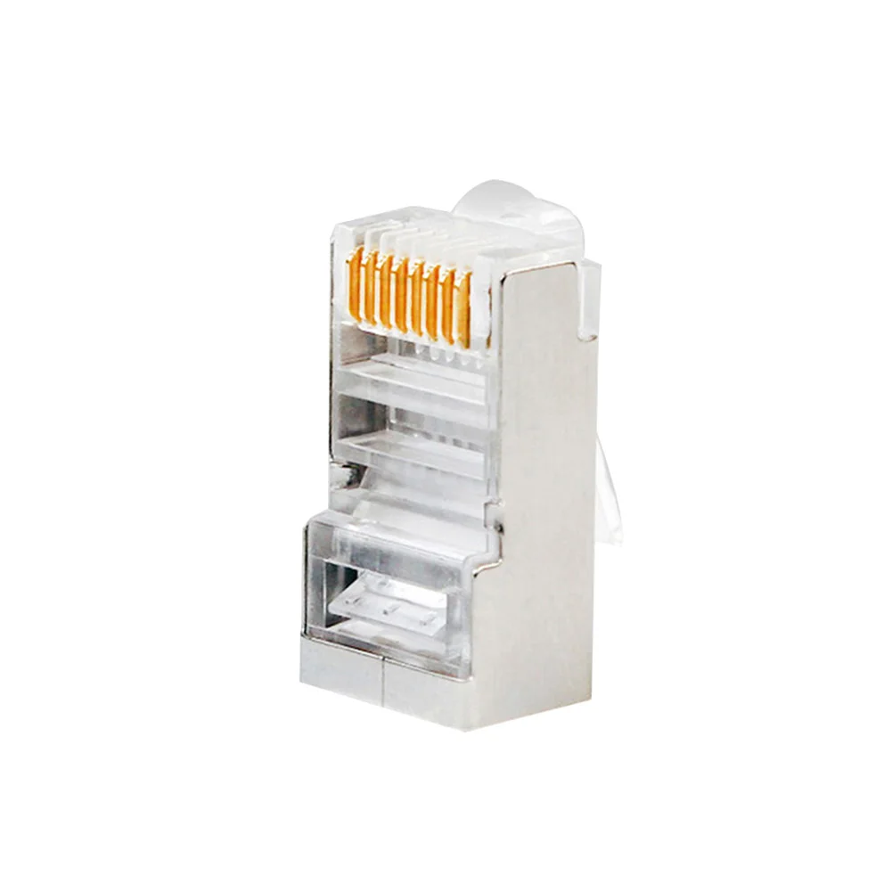 100 шт. прозрачный Металлический Щит RJ45 модульная штепсельная вилка фоторазъем 8P8C