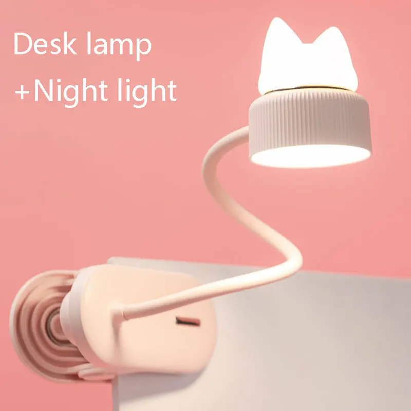 

Clip-up Cat usb lade Schreibtisch Lampe 3 Helligkeit lernen lampe + LED Nacht Licht Student Kinder Studie klapp led buch licht