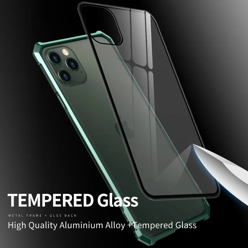 Роскошный металлический корпус для iphone 11 Pro Max, задняя крышка из закаленного стекла для iphone 11 Pro, алюминиевая рамка для iphone 11