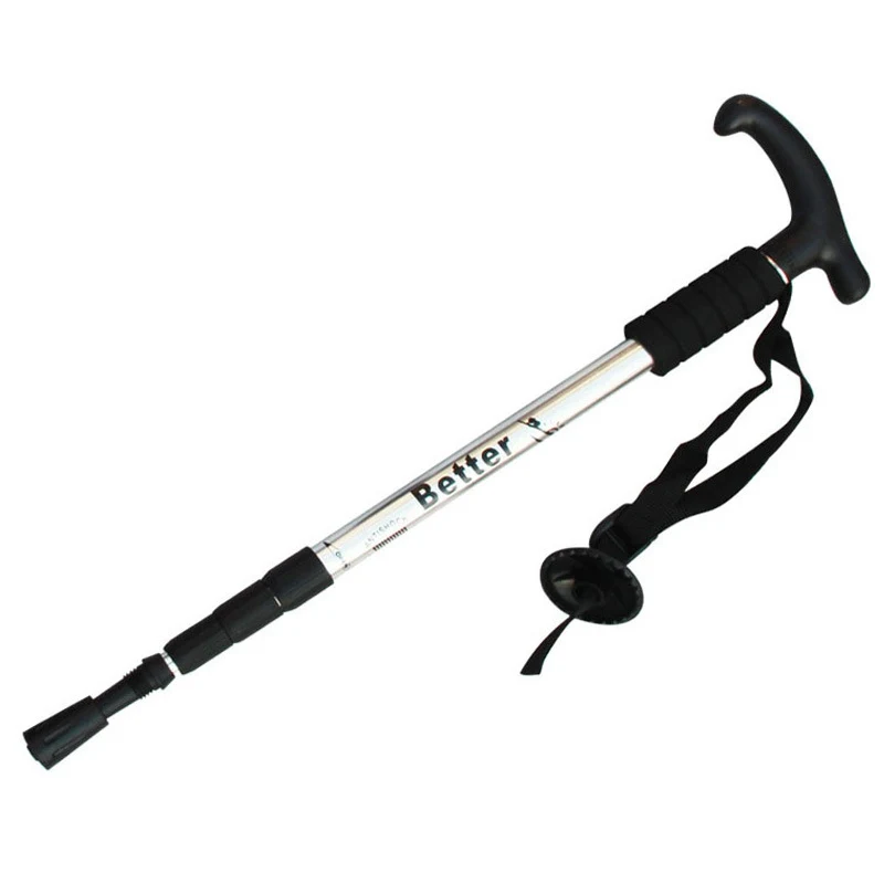 T-handle/Straight Grip Handle Cane Adjustable Anti-Shock Trekking Hiking Walking Stick Collapsible Poles Anti-slip | Спорт и
