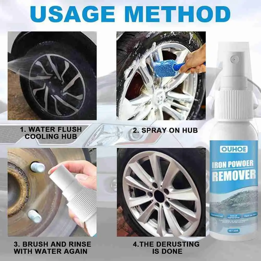 

Car Rust Remover Spray Auto Maintenance Iron Powder Spray Wheel Car Derusting Remover Accessories Anti-rust Agent Tyres Cle F2W6