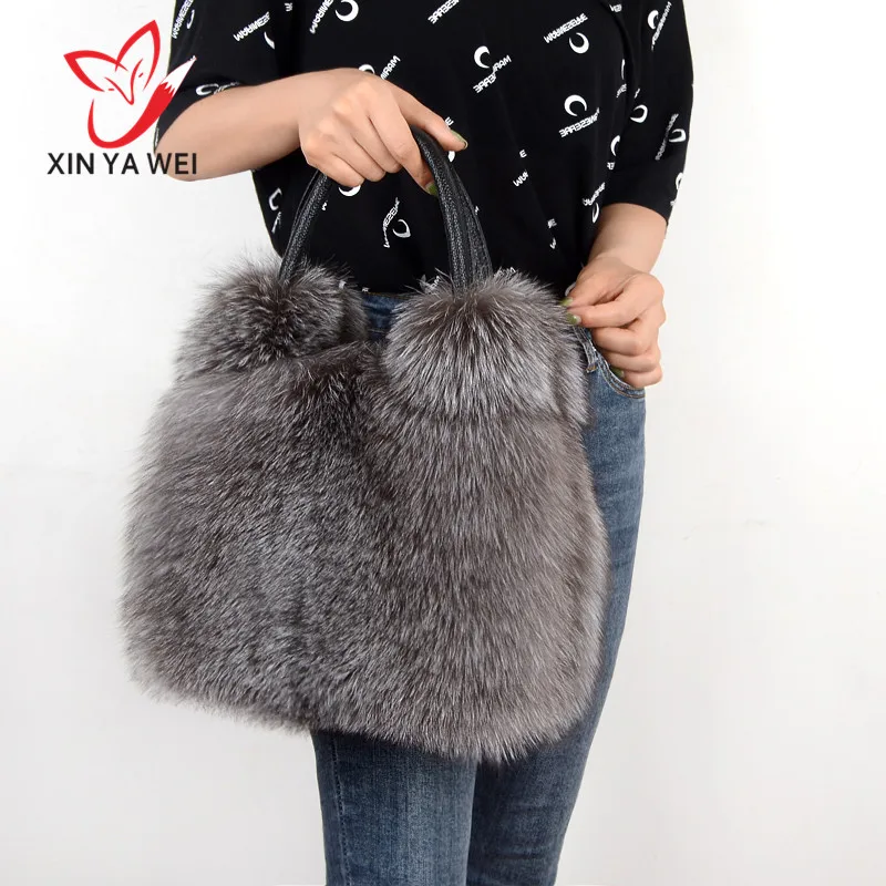 Сумки из натурального Лисьего меха Роскошные зимние теплые сумки ручной работы с