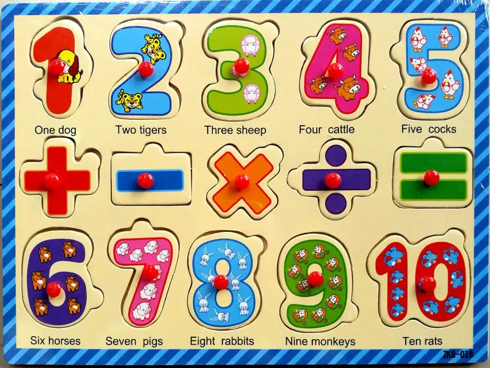 

Free shipping Classic Wood Digital puzzle Animal puzzles wooden education toys baby 1-10 Digital /26PCS English alphabet puzzles