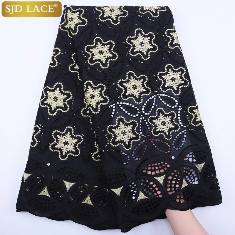 Кружево SJD новейшая африканская хлопчатобумажная кружевная ткань вышивка с
