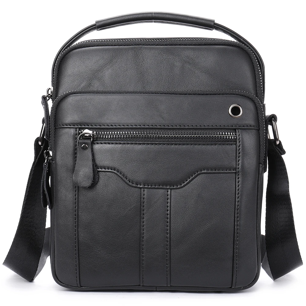 Men bag European and American Genuine Leather Male Shoulder Bag Fashion Flap Zipper Casual Crossbody Packet Simple Man Style