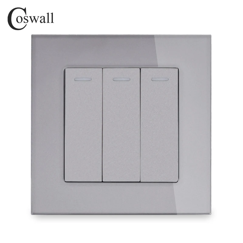 Панель COSWALL из хрустального закаленного стекла 3 клавиши 1 канал ВКЛ./ВЫКЛ.