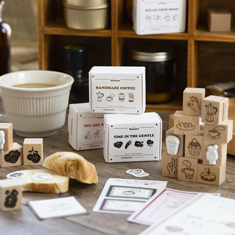 4 шт./компл. винтажный жест штамп с изображением хлеба и цветка DIY деревянные