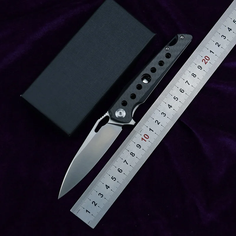Складной нож LEMIFSHE Flipper карманный клинок из углеродного волокна лезвие D2 для