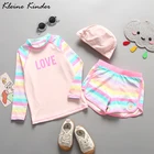 Купальный костюм для девочек, детский купальный костюм с длинными рукавами и защитой от УФ-лучей, 3 шт.