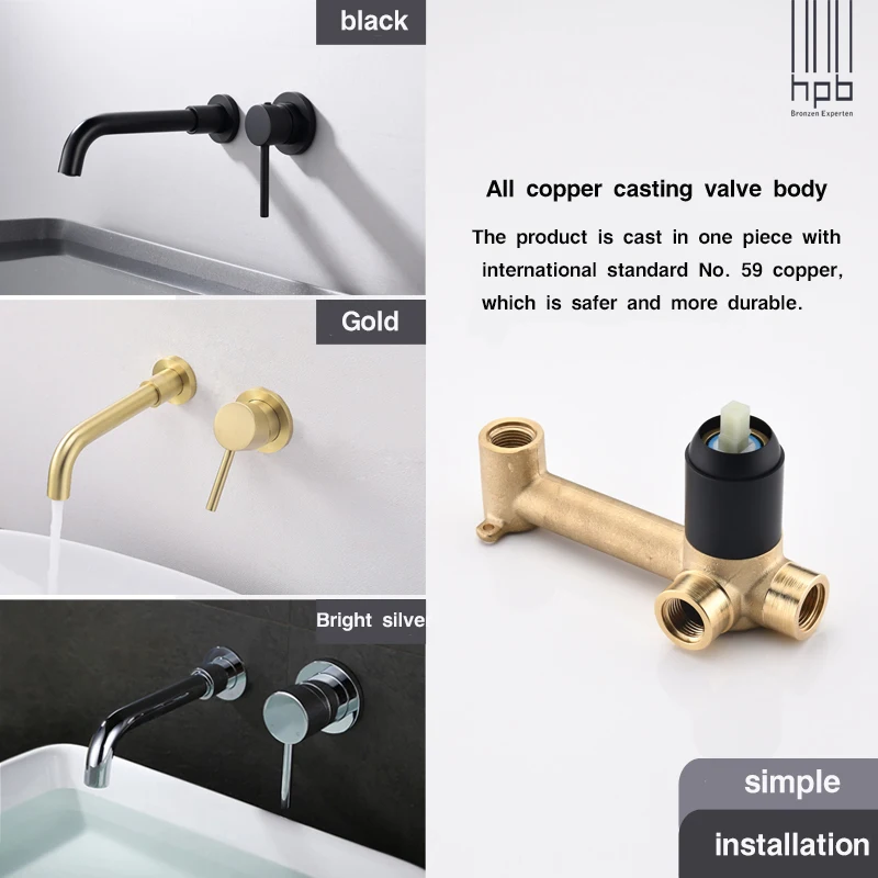 HPB ванная комната настенный выход с одной ручкой кран для раковины и грубый