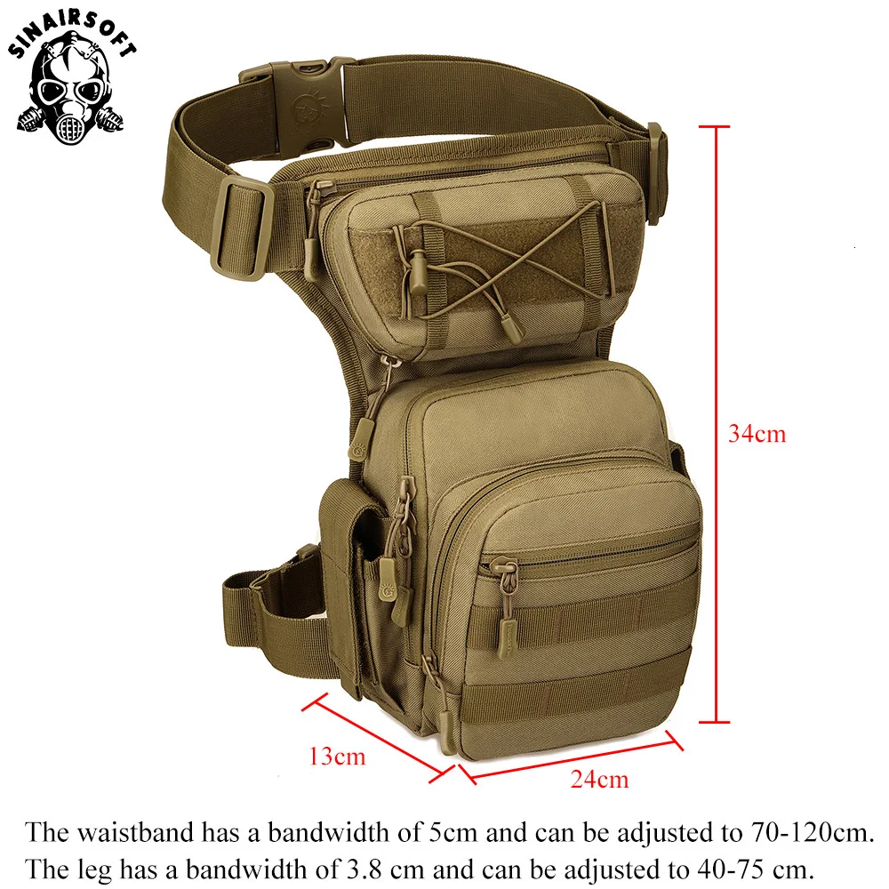 Molle Leggings Bag Military 1000D Nylon Waterproof Men Tactical Waist Pack Travel Belt Bag Hiking Hunting Camping Cycling Bags