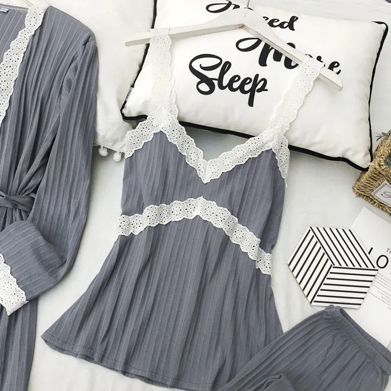 Женские пижамные комплекты MECHCITIZ на осень-зиму 3 предмета сексуальное нижнее