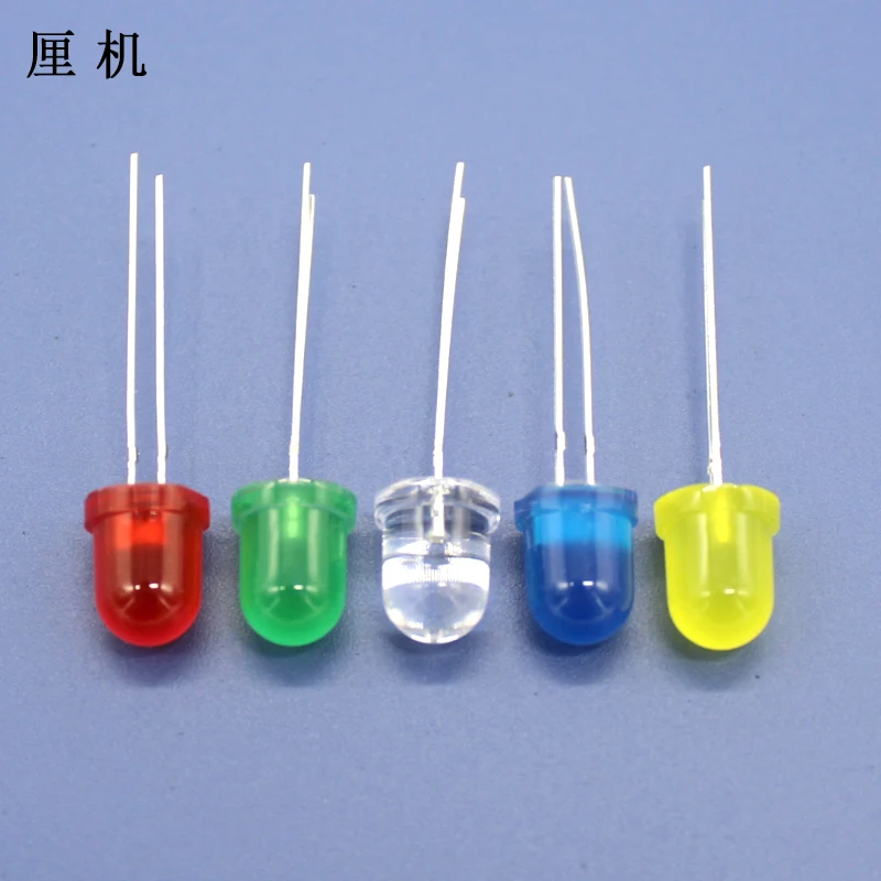 8mm Long-legged Round Head LED Light-emitting Diode DIY Electronic Circuit Bulb Red, Green, Blue, Yellow and White Lamp Beads