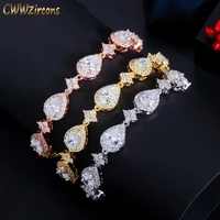 cwwzircons top bling big water drop cubic zirconia rose gold color tennis bracelet for women trendy party wedding jewelry cb238